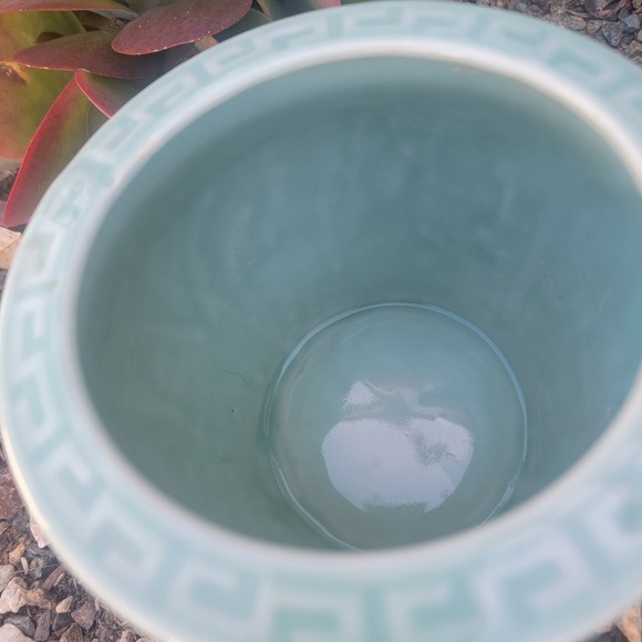 Vtg Chinese Celedon Koi Fish Flower Pot Fish Bowl - Picture 13 of 14